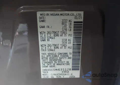 2023 Nissan Frontier Pro-X 4X2 from USA, damaged, VIN 1N6ED1EJ5PN635128